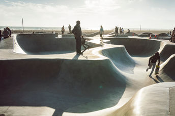 Concrete skate park in Venice, California.
