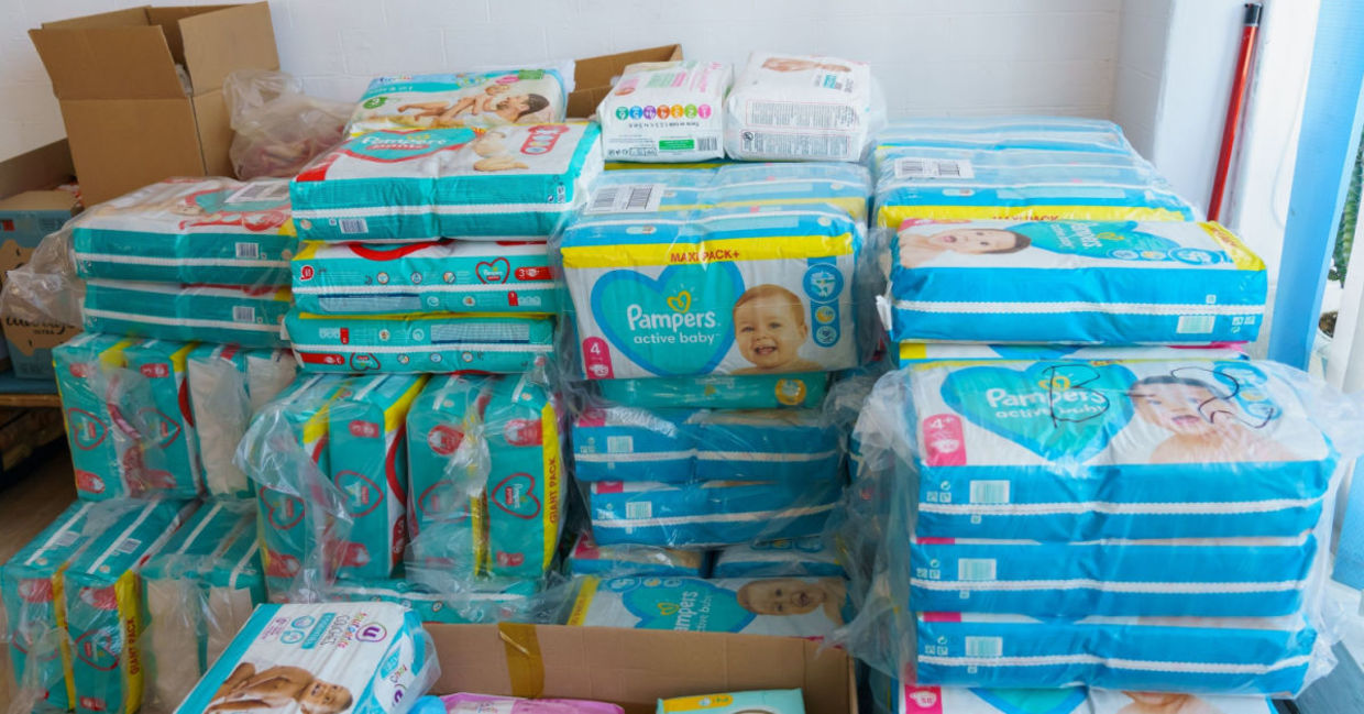 Donated diapers.