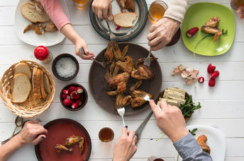 Family having dinner together