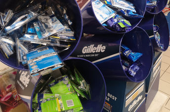 Gillette razors in a sales display