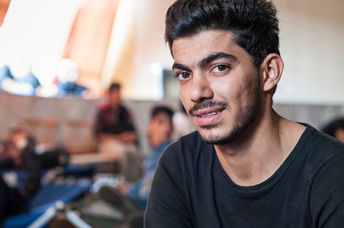 Young Syrian refugee at a camp in Passau, Germany