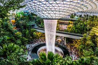 Waterfall in Singapore's airport