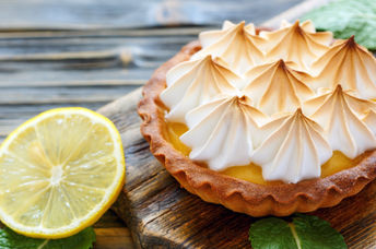 This tasty lemon meringue cake could now be made using egg white powder that is vegan.