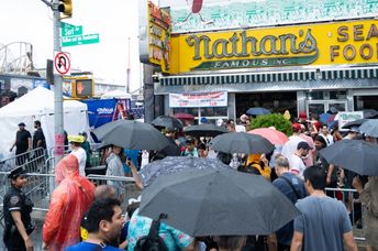 Heavy rain in Coney Island, Brooklyn.