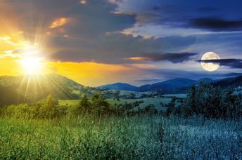 Day and night during an equinox.