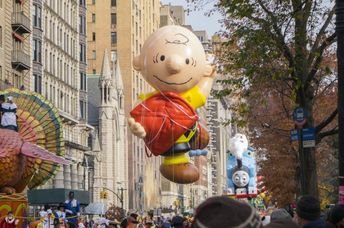 Charlie Brown in the Thanksgiving Day parade.