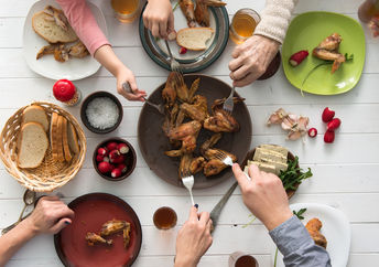 Family having dinner together