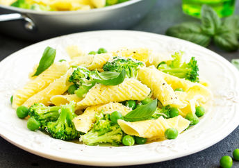 Penne pasta with broccoli.