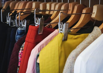 Woman organizing her closet