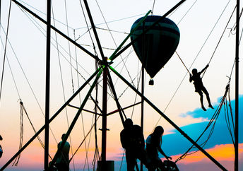 Balloon bungee jumping.