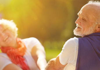 Older couple dancing.