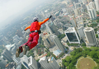 BASE jumping from tall building.