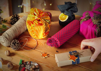 Eco-wrapped gifts.