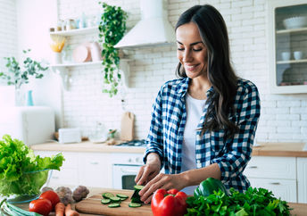 Cooking a healthy meal.