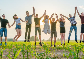 Jumping for joy.