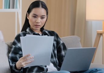 Woman studying.