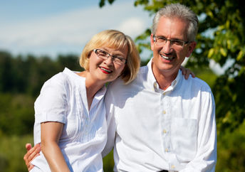 A smiling couple.