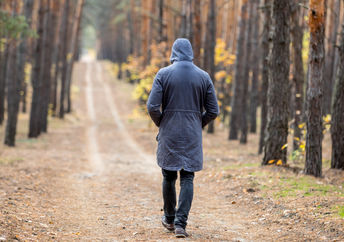 Walking in the forest.