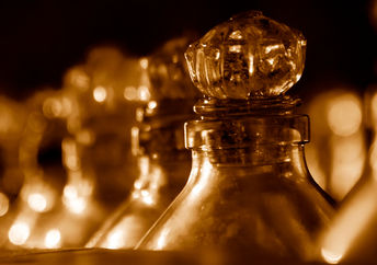 Close up of bottles.