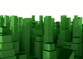 3D of a modern city.