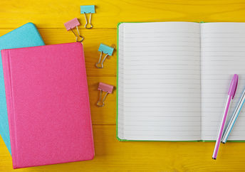 Colorful notebooks.