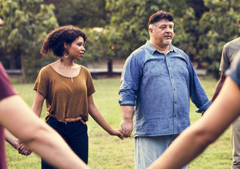 People standing in a circle.