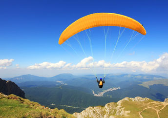 Paragliding in the sky.