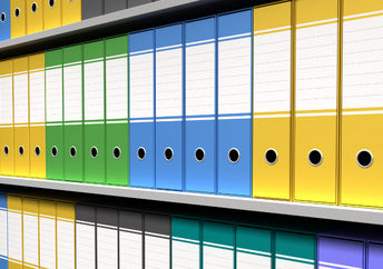 Colorful binders.