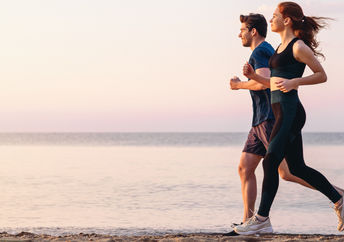 Running on the beach.