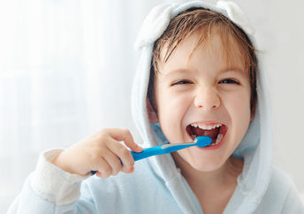 A little boy's morning routine.