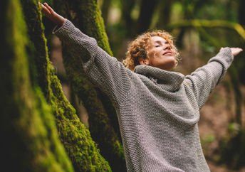 A woman enjoying nature.