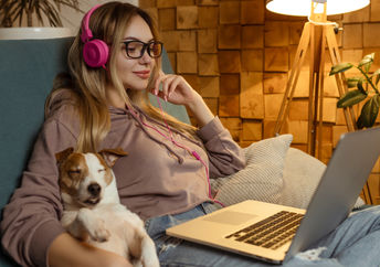 A girl watching a movie.