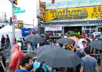 Heavy rain in Coney Island, Brooklyn.