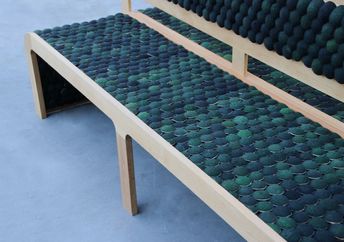 Furniture made with discarded tennis balls..