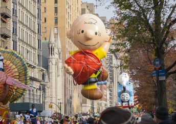 Charlie Brown in the Thanksgiving Day parade.