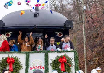 The Santa train delivering gifts in 2023.