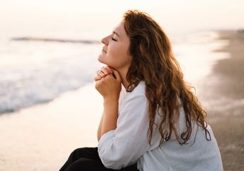 A spiritual woman connecting to nature.