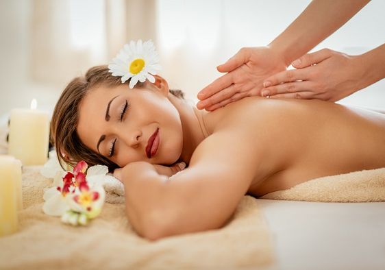 Girl Getting A Massage - Hands Massaging Her Back - A Pretty Woman