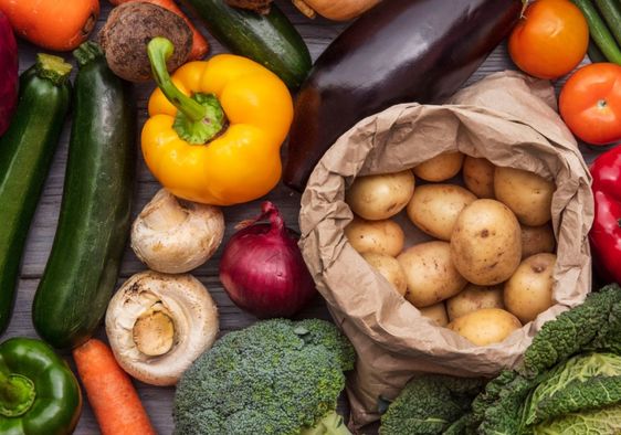 A spread of fresh organic vegetables.