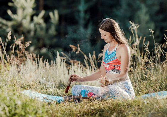 Meditating in nature.