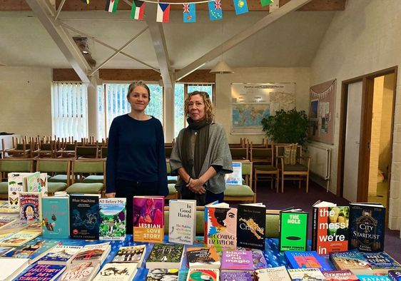 Bookbank volunteers staff the stall in Norwich.