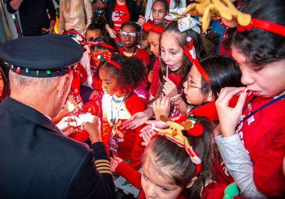 Children going on the fantasy flight to the North Pole.