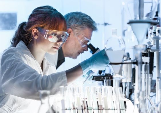 Researchers working on new treatments.