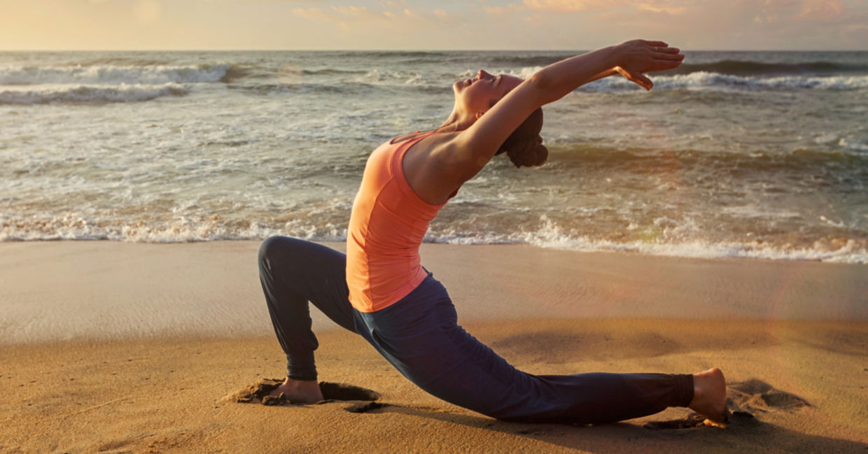 Woman Doing Yoga Poses On The Beach Fleece Blanket by Howard Snyder - Pixels