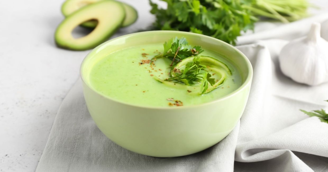 Avocado soups helps promote wellness..