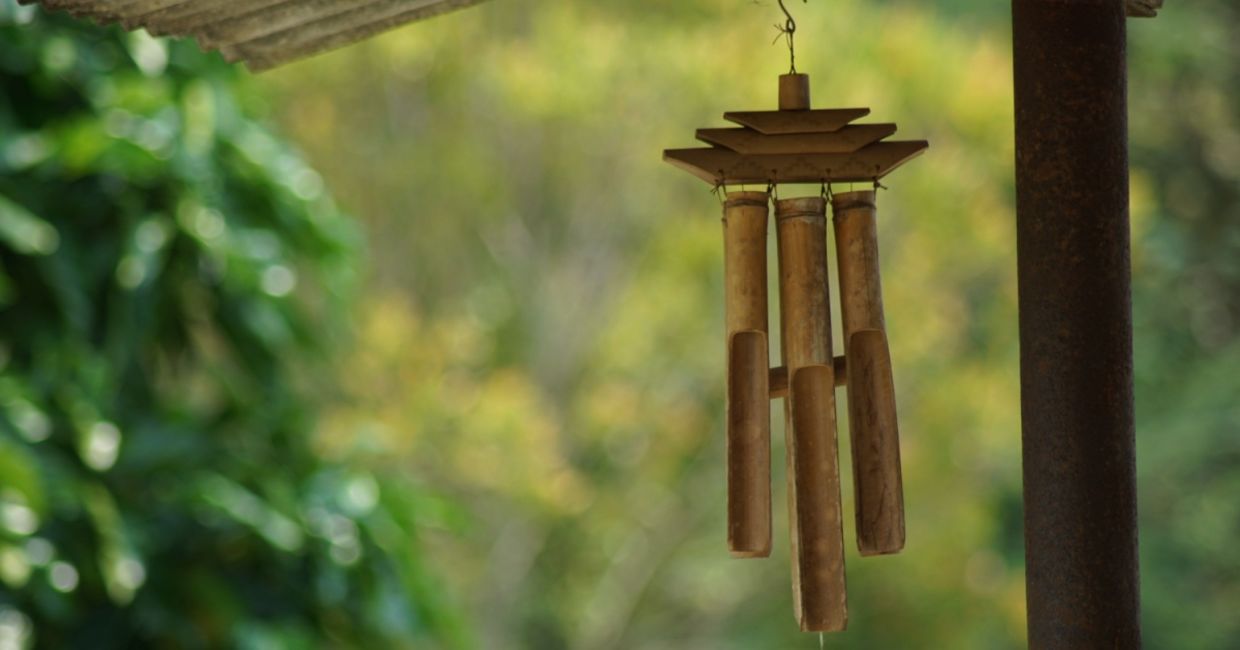 Wind chimes in the garden.
