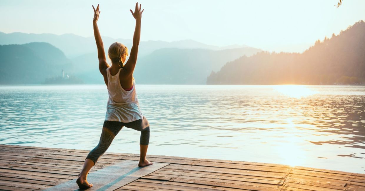 yoga in the morning sun.