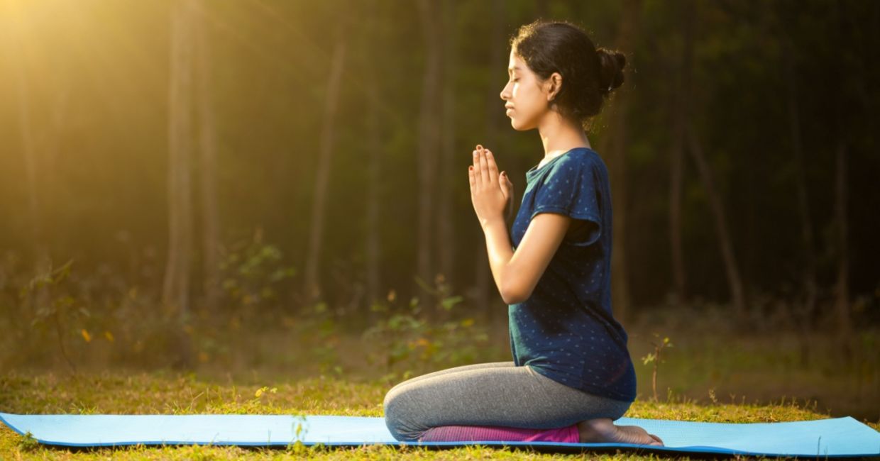 The first yoga pose in the sequence.