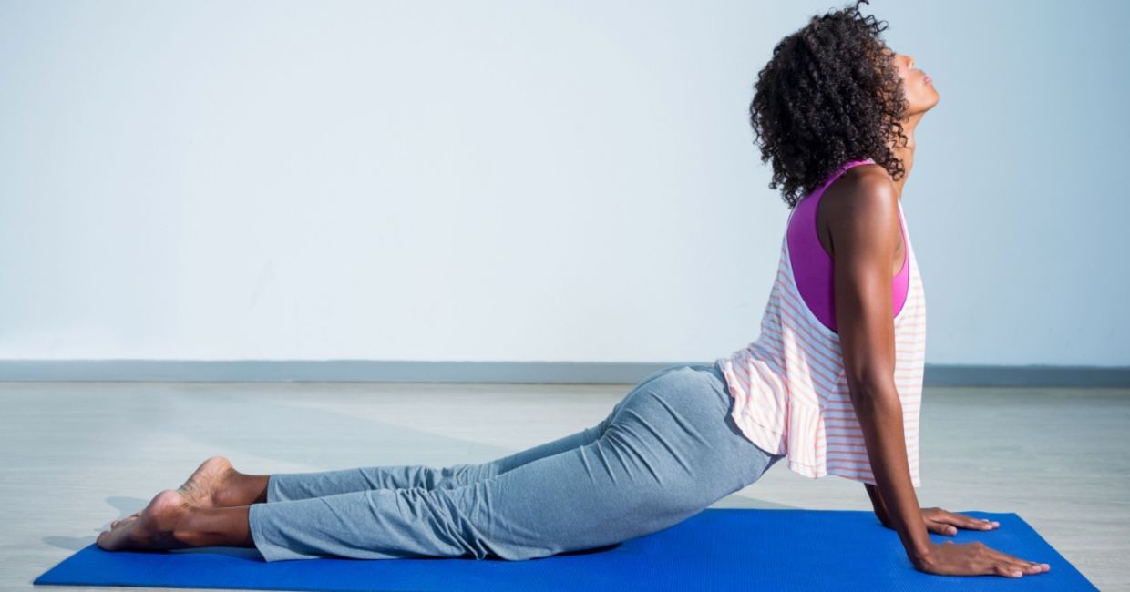 Woman in the cobra pose.