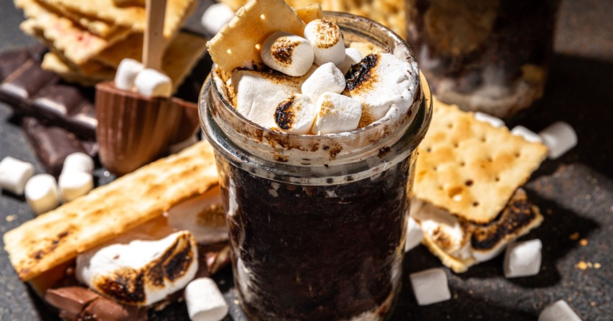 Thicky, gooey s’mores in a cup.